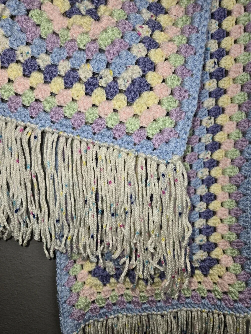 Handmade Crochet Scarf Pastel Birthday Cake Colors